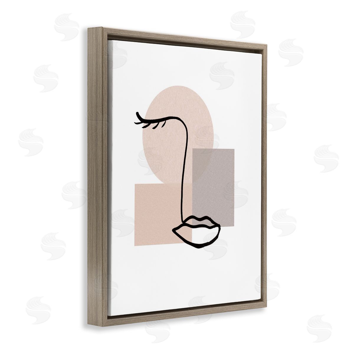 Minimal Face Portrait Brown Floating Frame Canvas Wall Art, Home Decor by Chen Alyesh