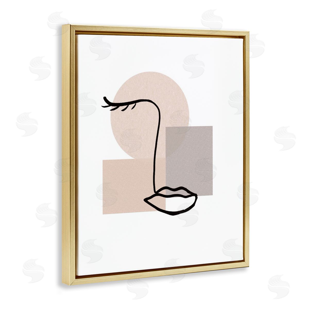 Minimal Face Portrait Gold Floating Frame Canvas Wall Art, Home Decor by Chen Alyesh