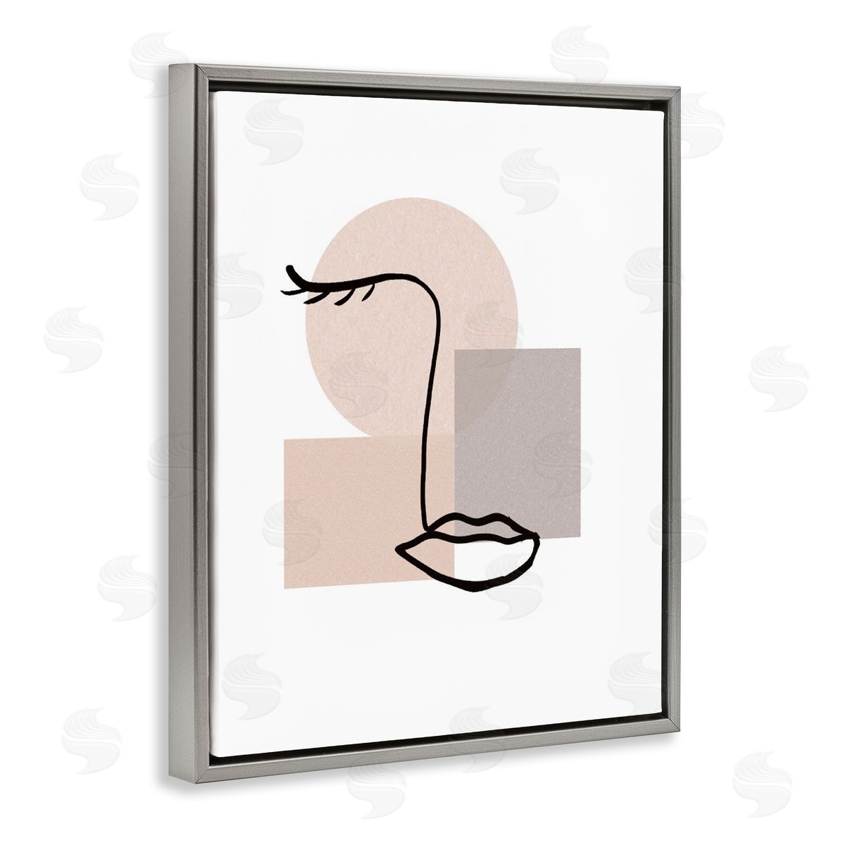 Minimal Face Portrait Grey Floating Frame Canvas Wall Art, Home Decor by Chen Alyesh