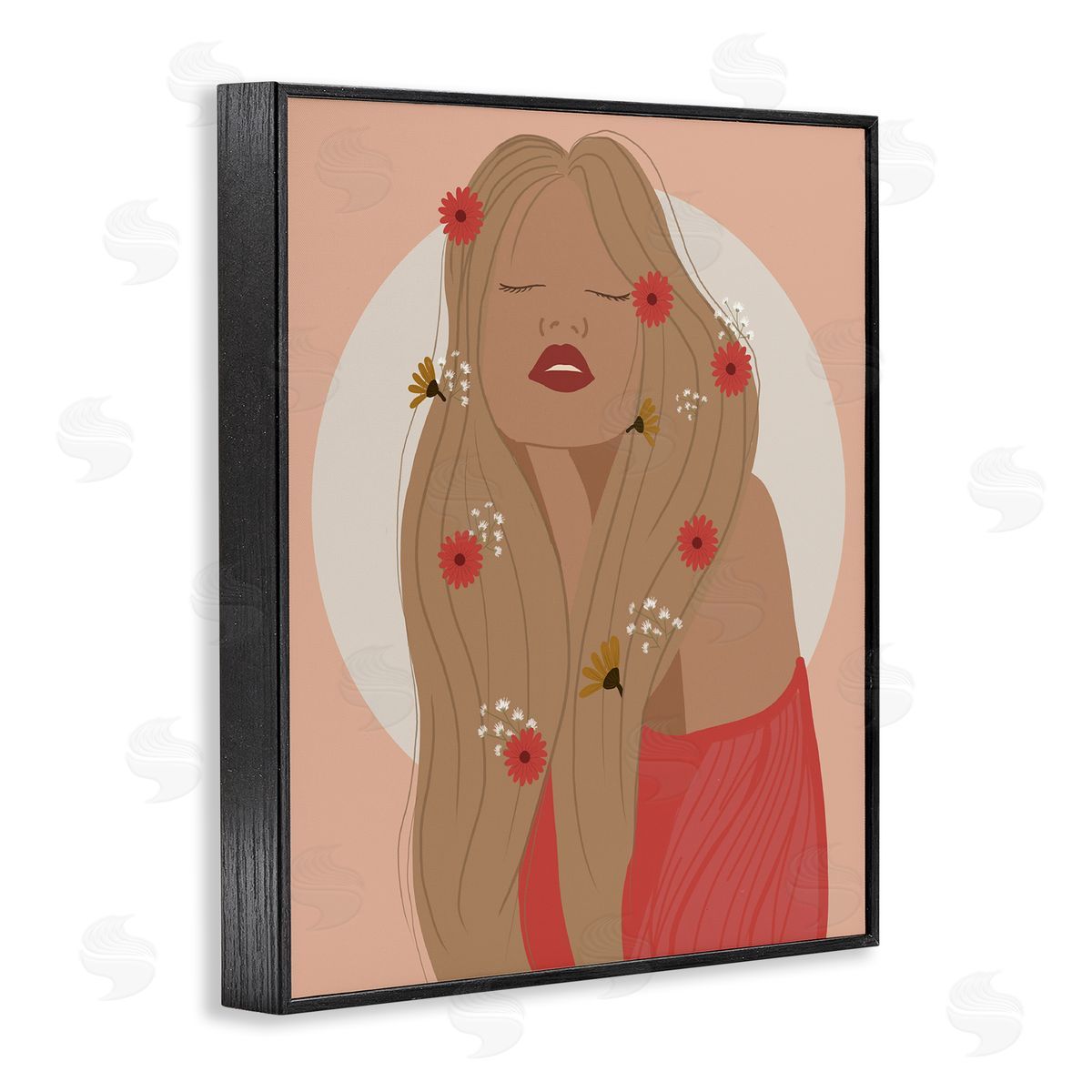 Hippie Boho Girl Black Frame Print Wall Art, Home Decor by Chen Alyesh