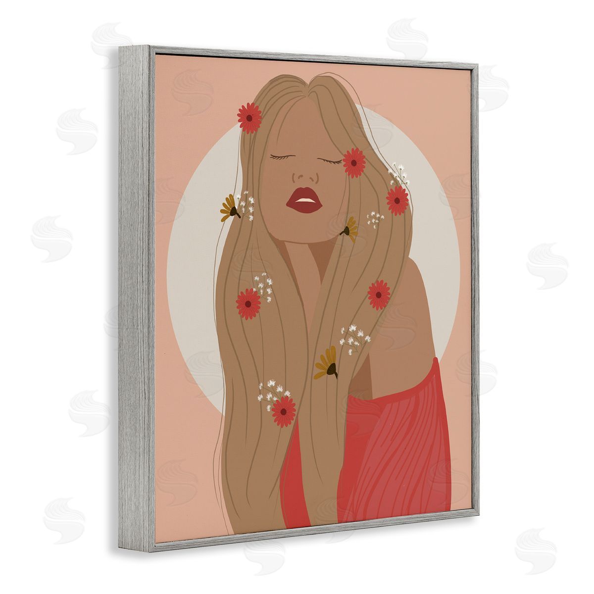 Hippie Boho Girl Grey Frame Print Wall Art, Home Decor by Chen Alyesh