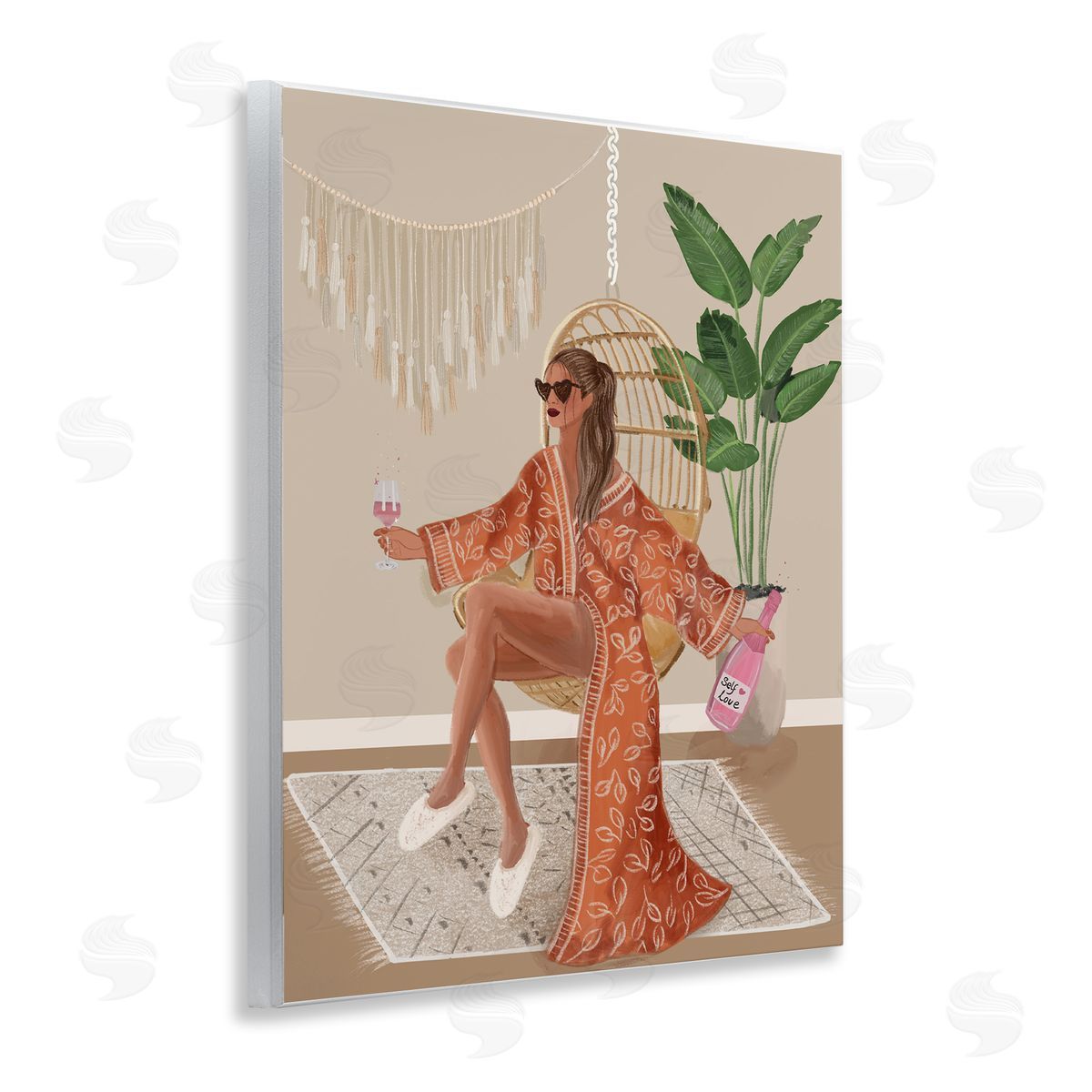 Boho Glam Girl Wood Plaque Wall Art, Home Decor by Chen Alyesh
