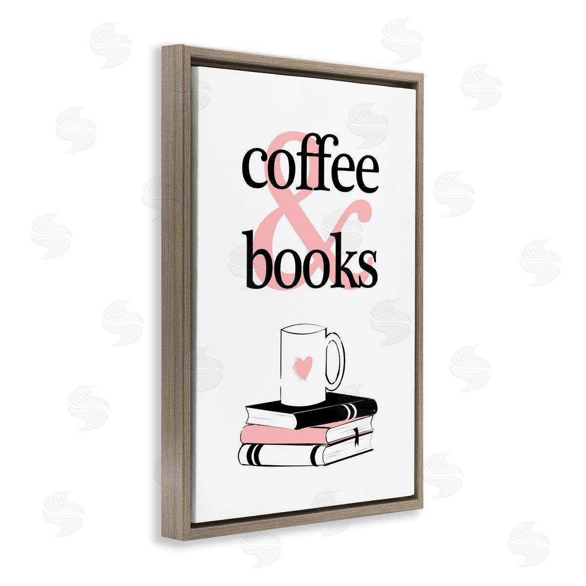 Coffee and Books Phrase Brown Floating Frame Canvas Wall Art, Home Decor by Martina Pavlova
