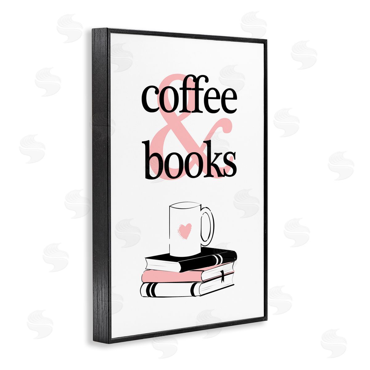 Coffee and Books Phrase Black Frame Print Wall Art, Home Decor by Martina Pavlova