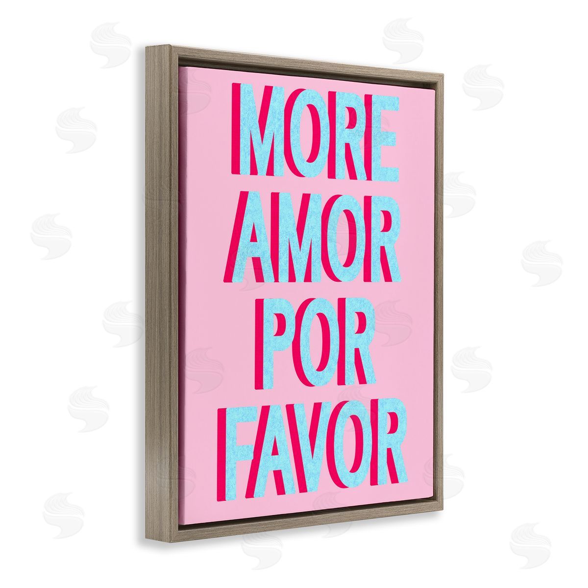 More Amor Phrase Brown Floating Frame Canvas Wall Art, Home Decor by Stupell Studio