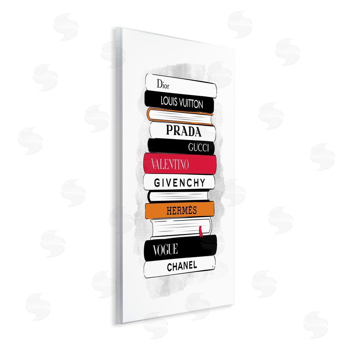 Tall Fashion Bookstack Wood Plaque Wall Art, Home Decor by Martina Pavlova