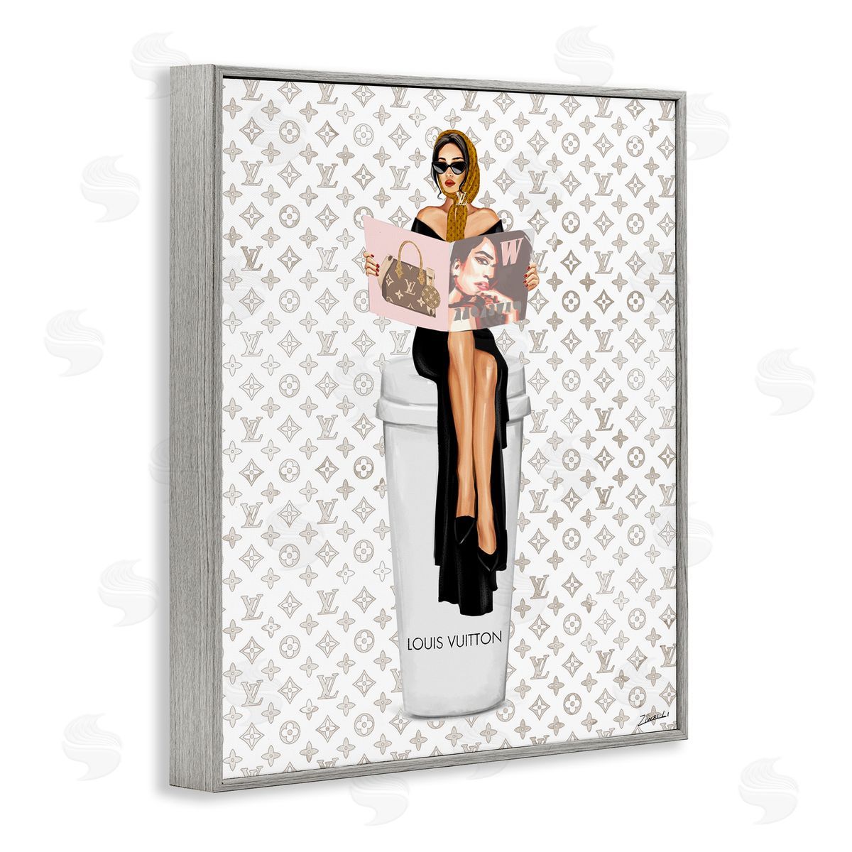 High Fashion Woman Grey Frame Print Wall Art, Home Decor by Ziwei Li