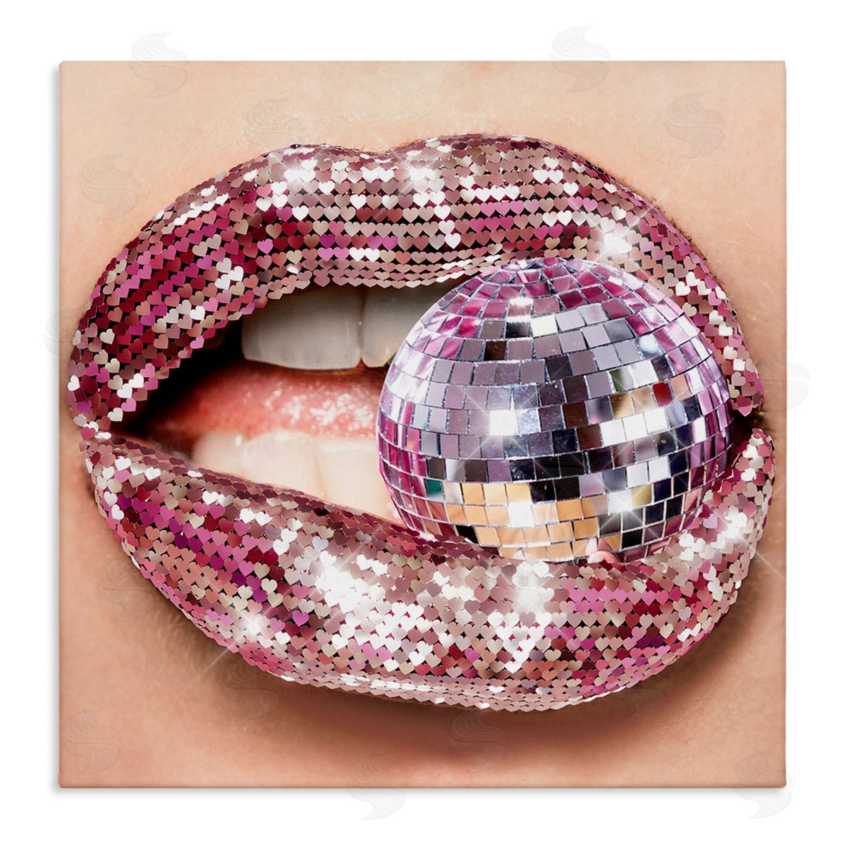Biting Disco Ball Canvas Wall Art, Home Decor by Ziwei Li