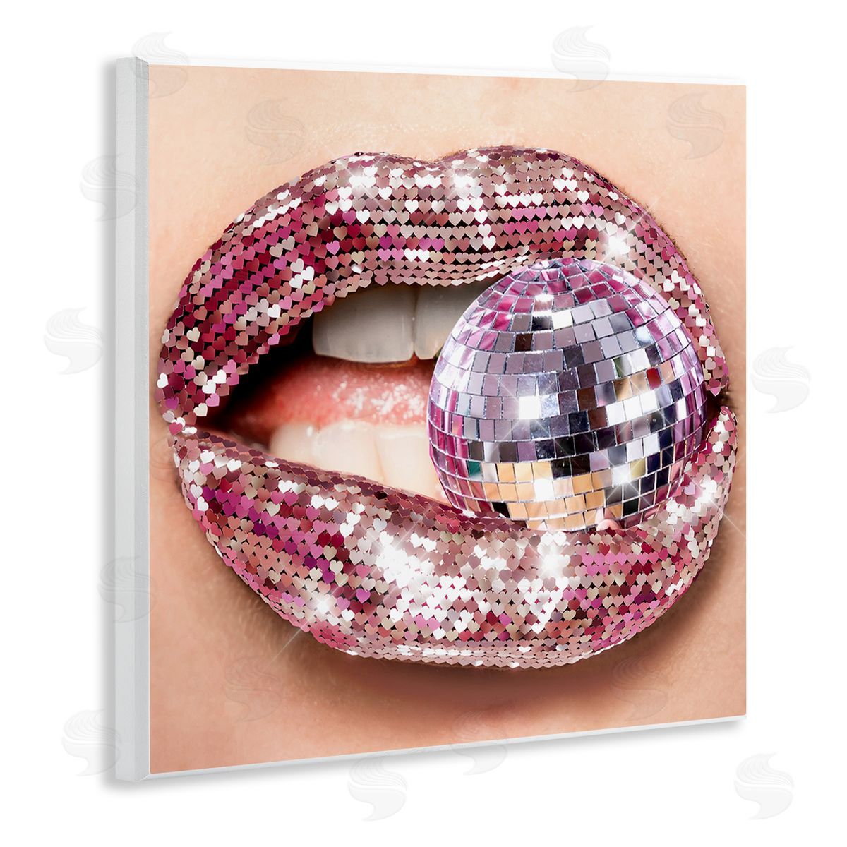 Biting Disco Ball Wood Plaque Wall Art, Home Decor by Ziwei Li