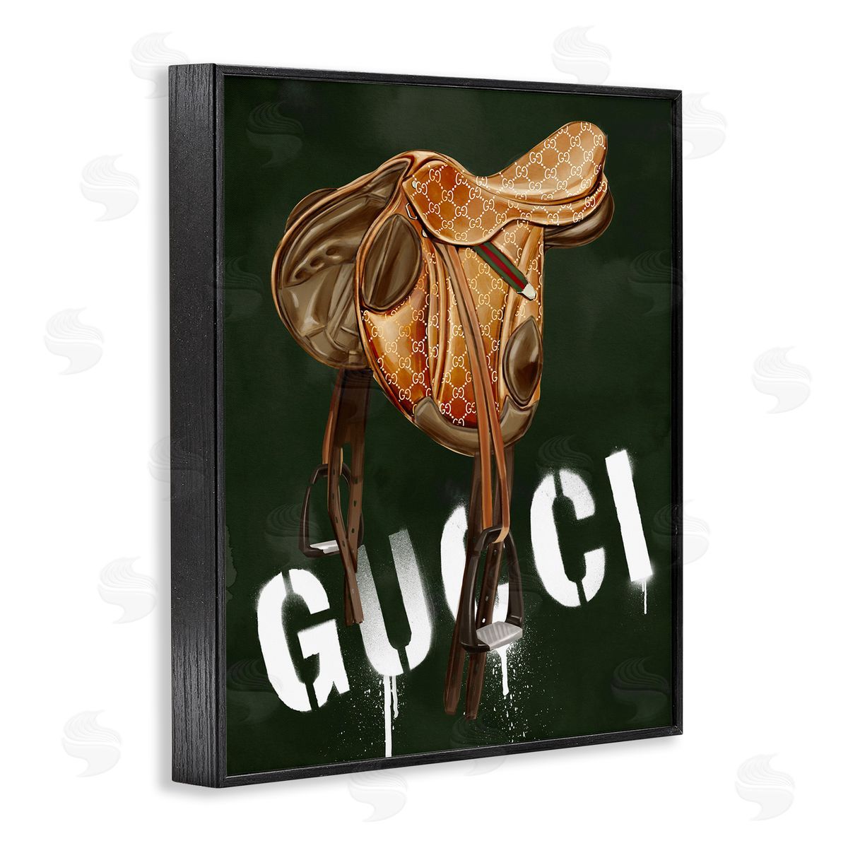 Glam Horse Saddle Black Frame Print Wall Art, Home Decor by Ziwei Li