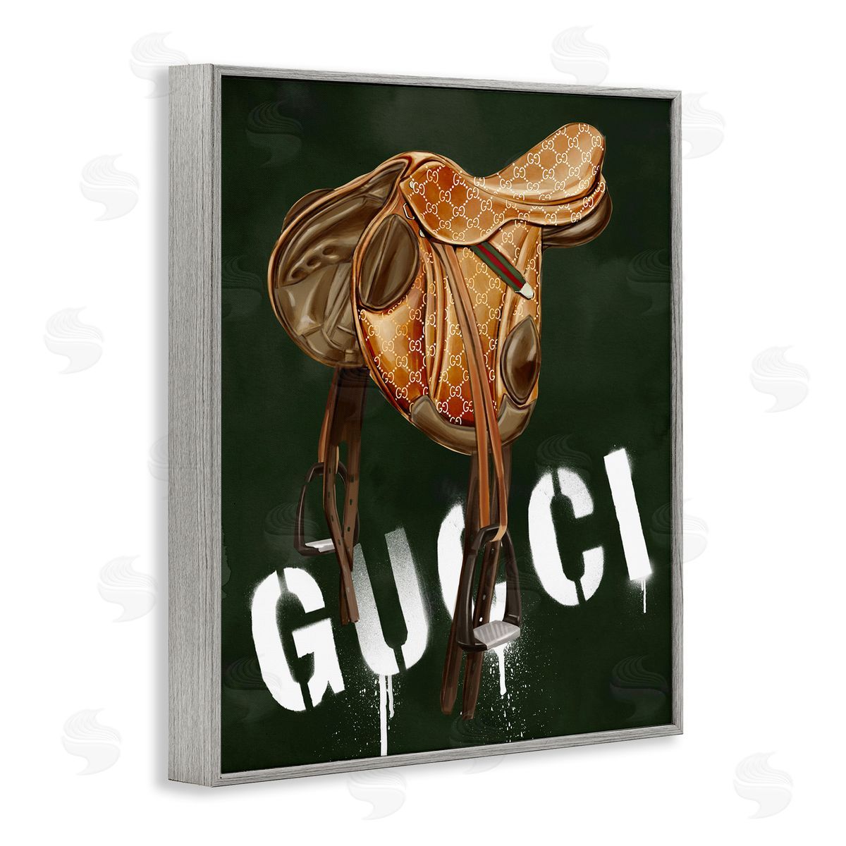 Glam Horse Saddle Grey Frame Print Wall Art, Home Decor by Ziwei Li