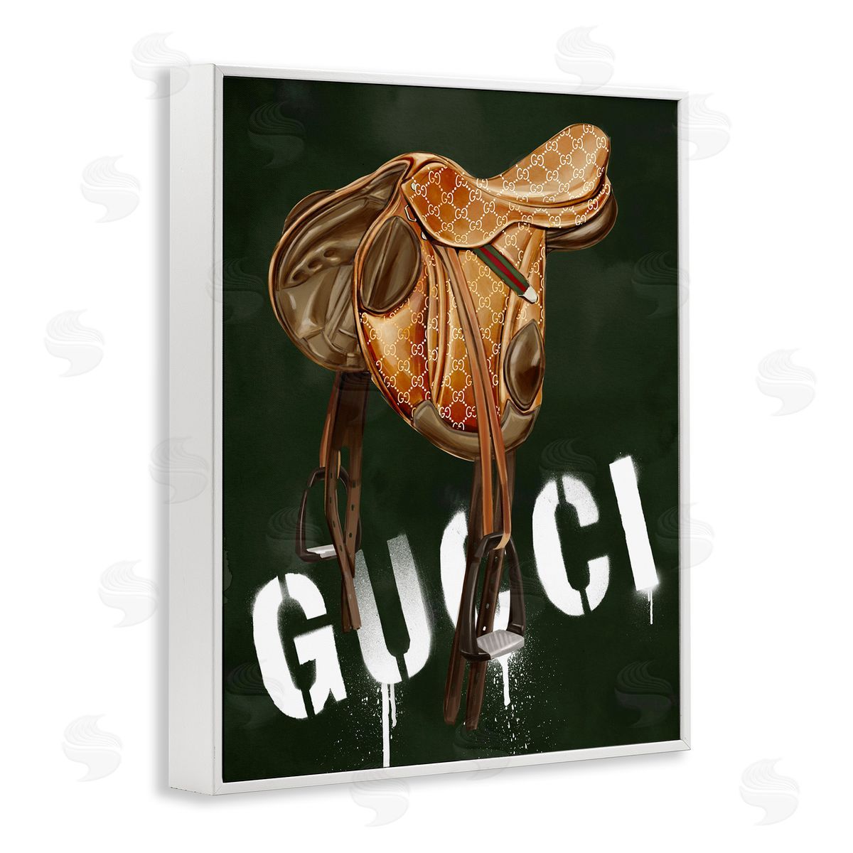 Glam Horse Saddle White Frame Print Wall Art, Home Decor by Ziwei Li