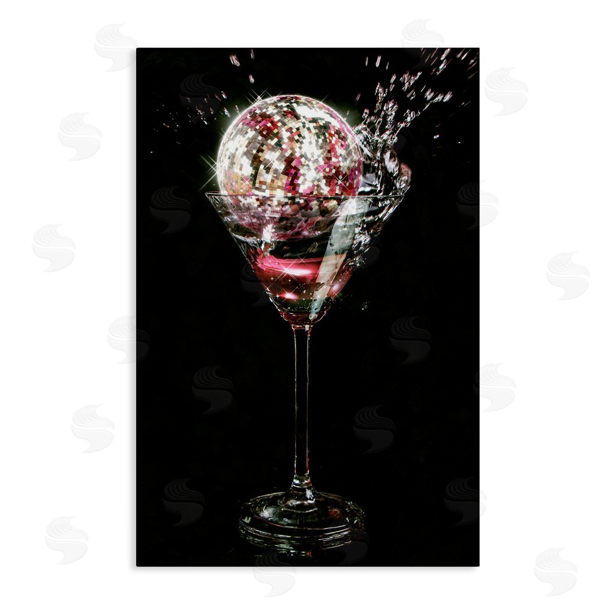 Disco and Cocktail Splash Canvas Wall Art, Home Decor by Ziwei Li