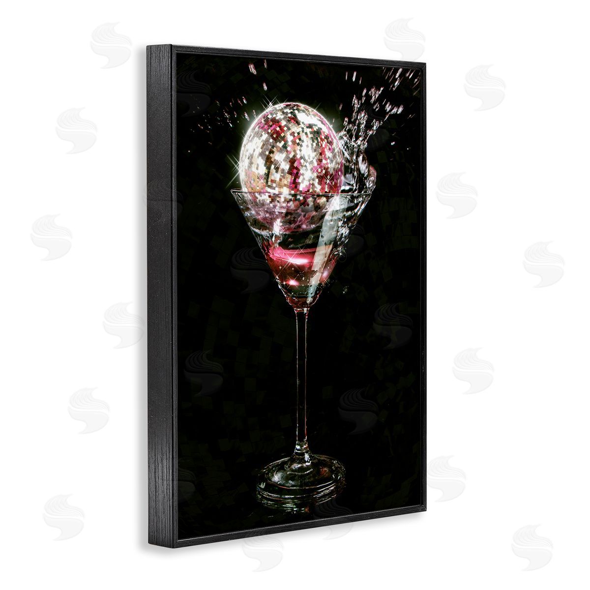 Disco and Cocktail Splash Black Frame Print Wall Art, Home Decor by Ziwei Li