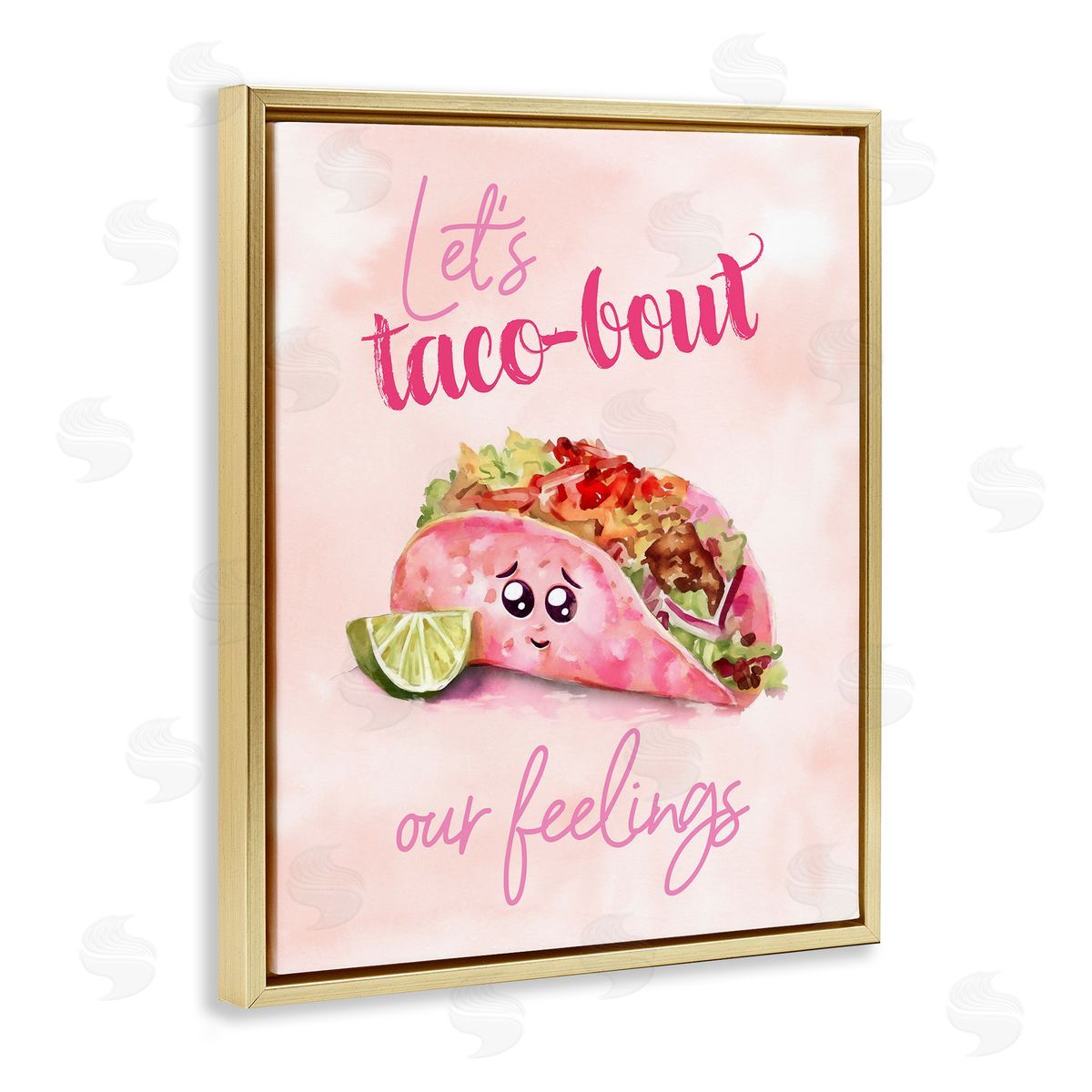 Taco-Bout Our Feelings Gold Floating Frame Canvas Wall Art, Home Decor by Ziwei Li