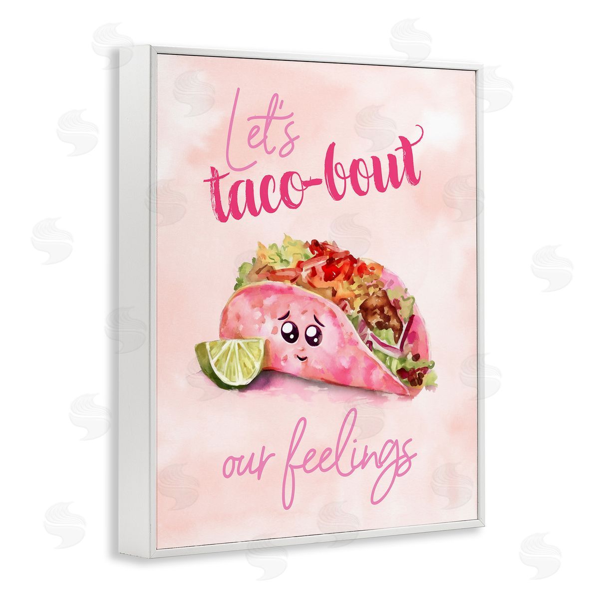 Taco-Bout Our Feelings White Frame Print Wall Art, Home Decor by Ziwei Li