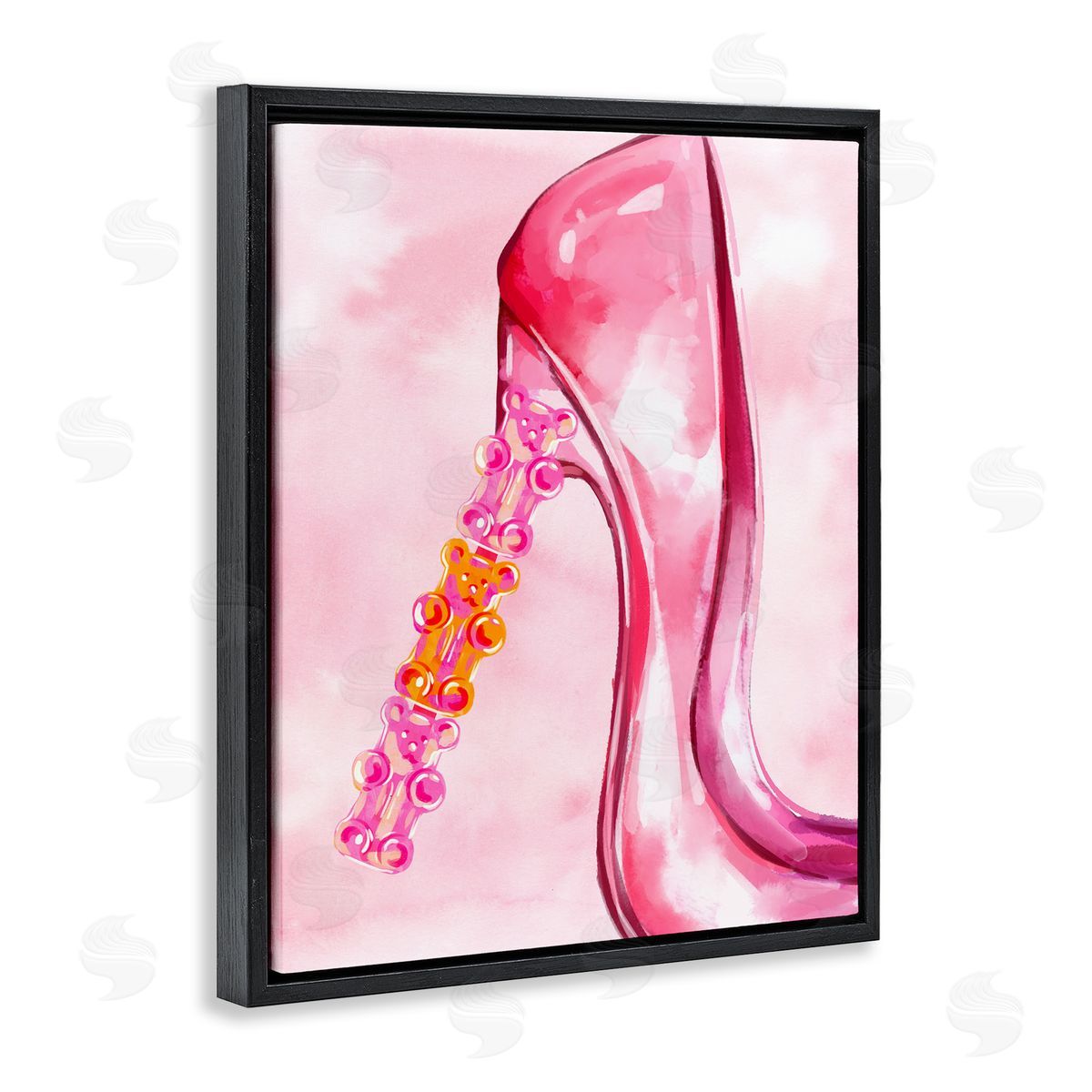 Candy Bear Heel Black Floating Frame Canvas Wall Art, Home Decor by Ziwei Li