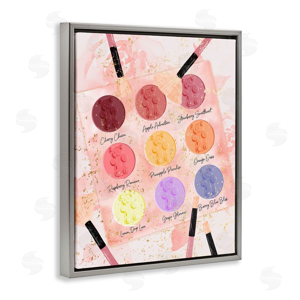 Eyeshadow Makeup Palette Grey Floating Frame Canvas Wall Art, Home Decor by Ziwei Li