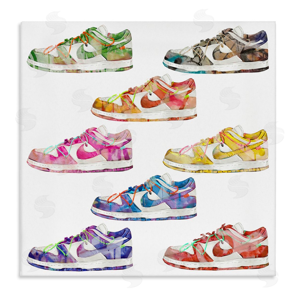 Modern Rainbow Sneakers Canvas Wall Art, Home Decor by Ziwei Li