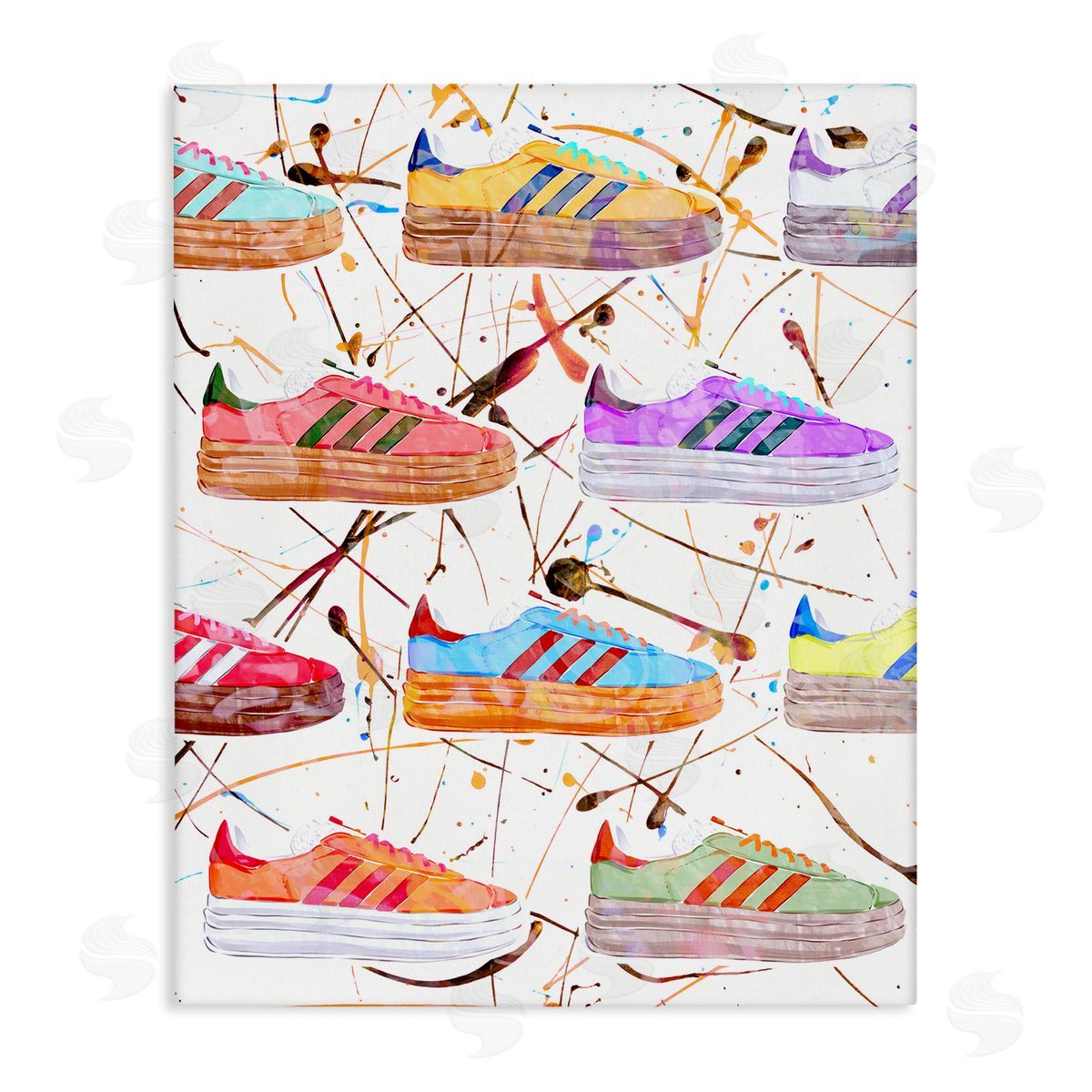 Abstract Splatter Sneakers Canvas Wall Art, Home Decor by Ziwei Li