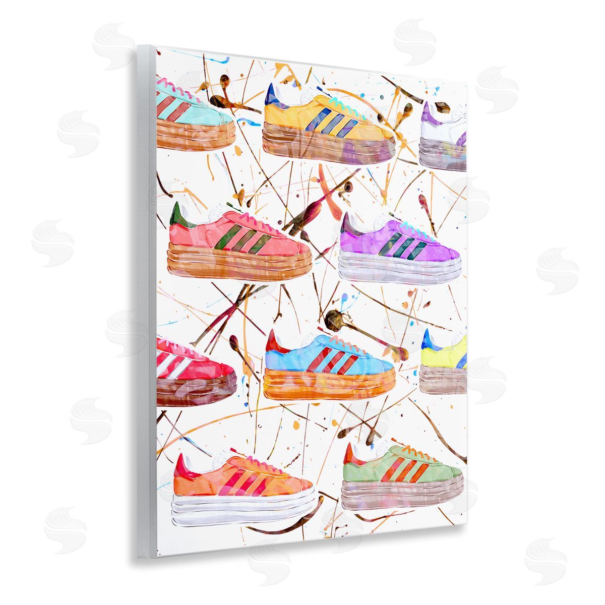 Abstract Splatter Sneakers Wood Plaque Wall Art, Home Decor by Ziwei Li