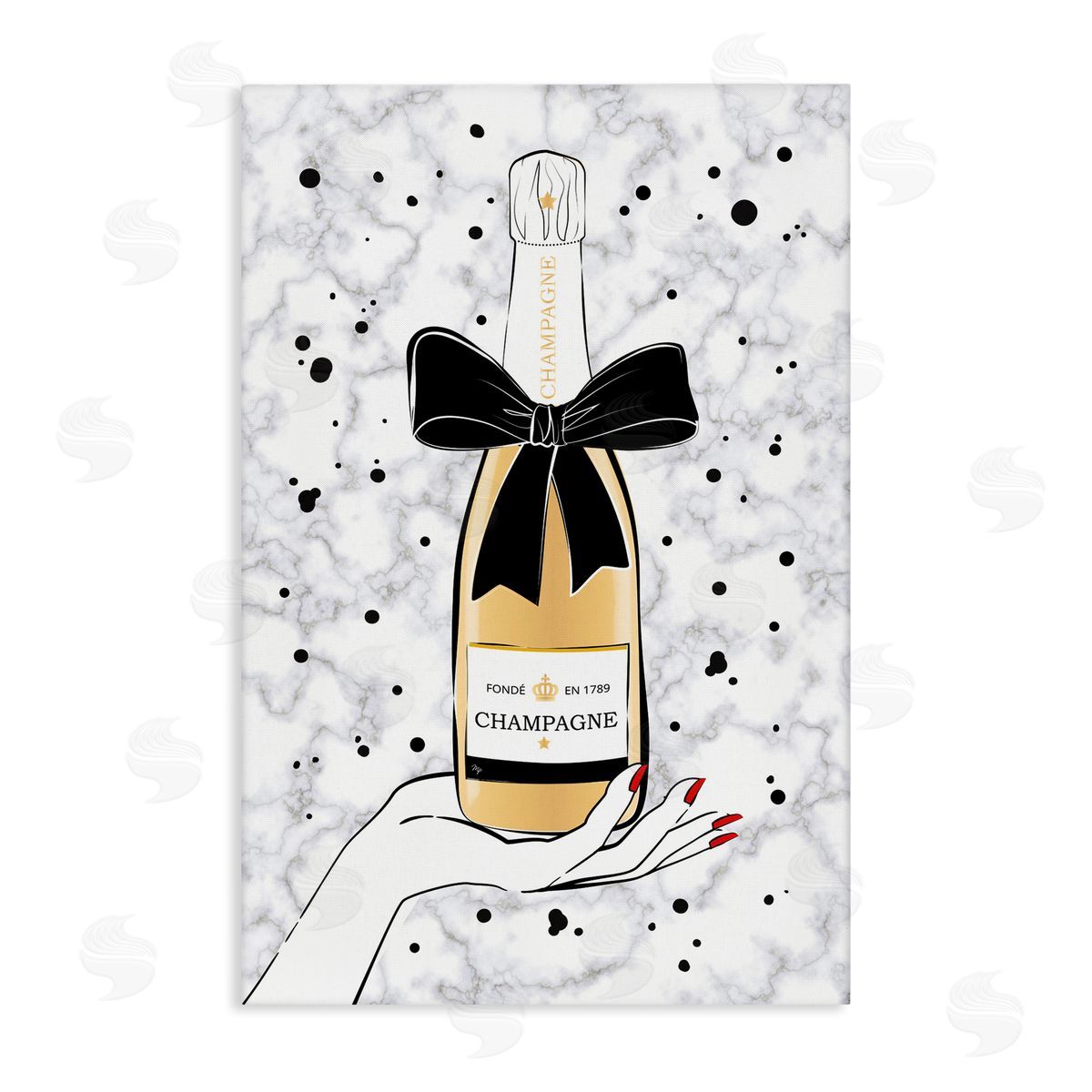 Holding Champagne Bottle Canvas Wall Art, Home Decor by Martina Pavlova