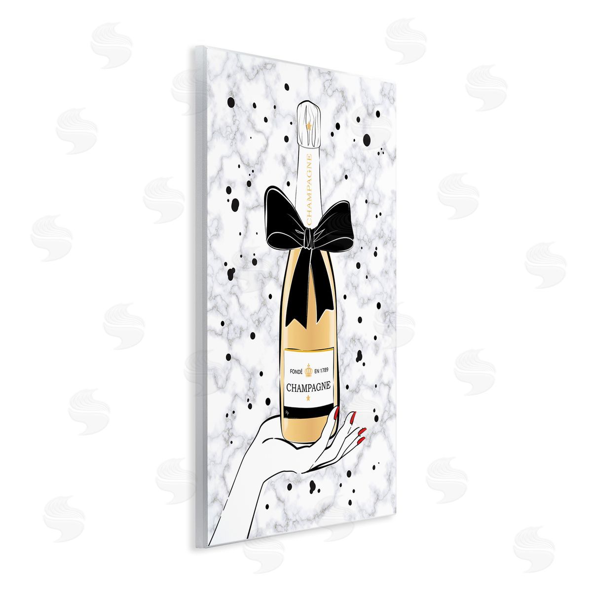Holding Champagne Bottle Wood Plaque Wall Art, Home Decor by Martina Pavlova