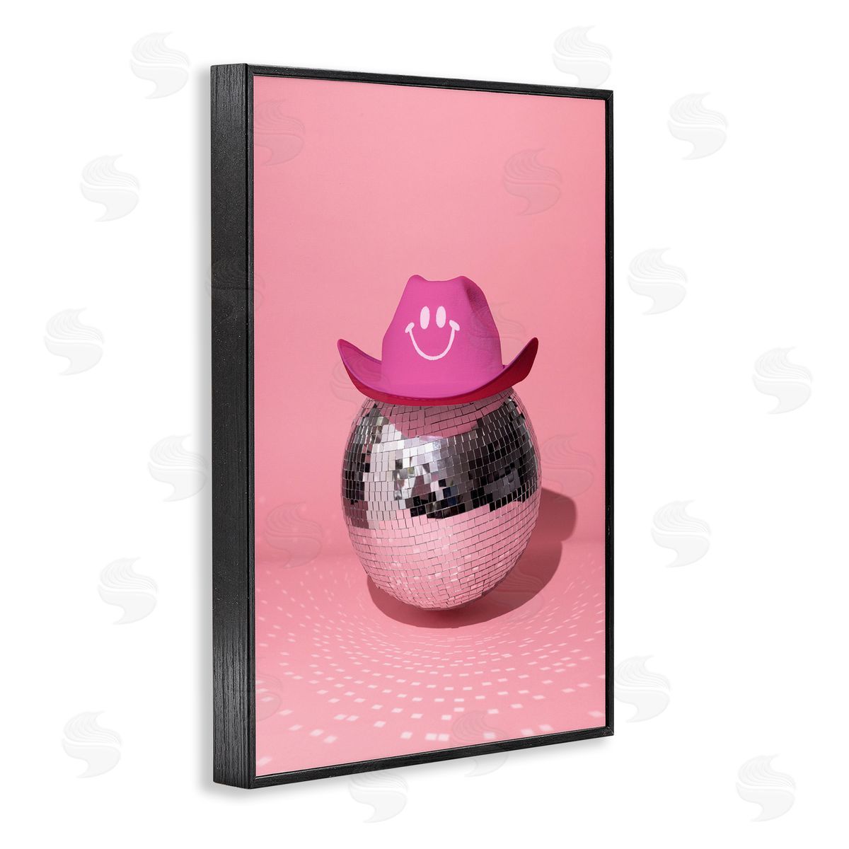 Disco Ball with Cowboy Hat Black Frame Print Wall Art, Home Decor by LISH Creative