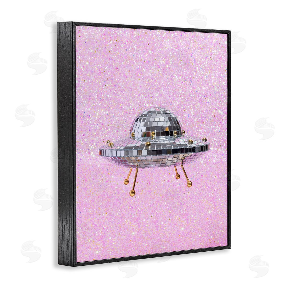 Disco Patterned UFO Black Frame Print Wall Art, Home Decor by LISH Creative
