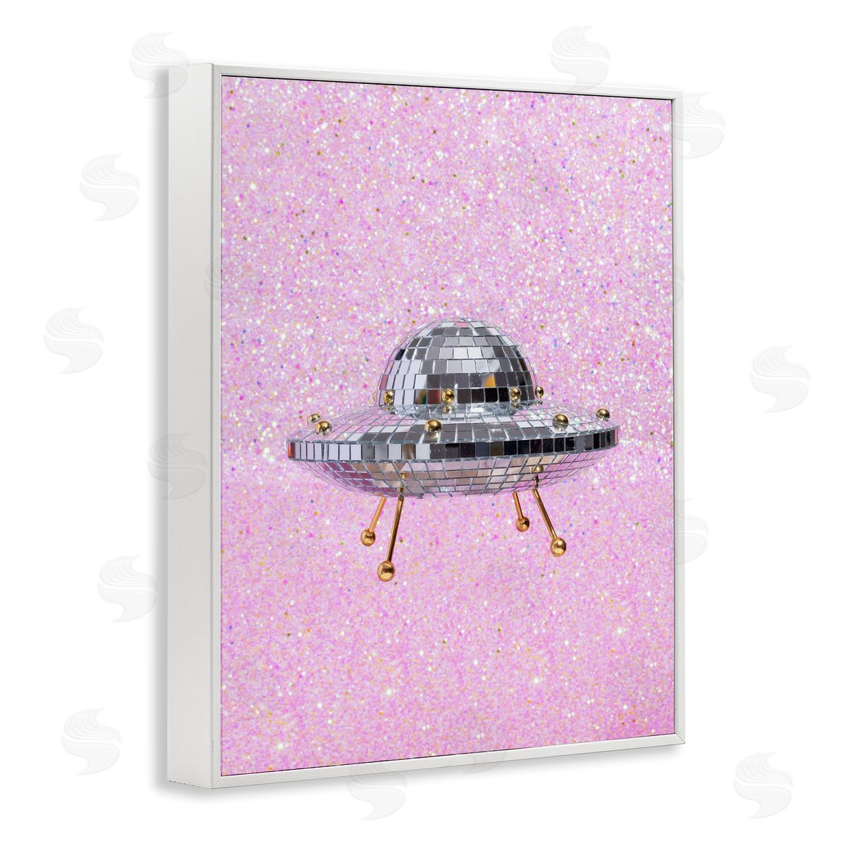 Disco Patterned UFO White Frame Print Wall Art, Home Decor by LISH Creative