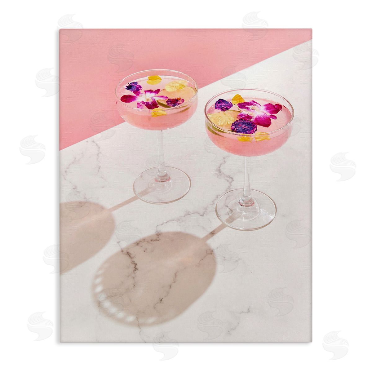 Pink Floral Cocktails Canvas Wall Art, Home Decor by LISH Creative