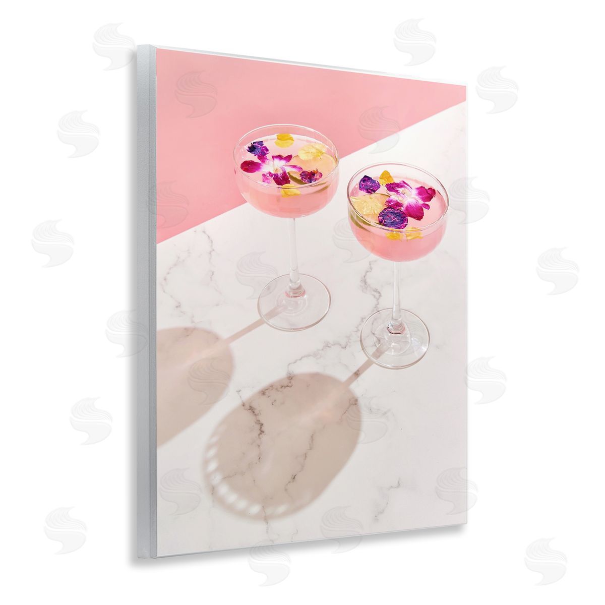 Pink Floral Cocktails Wood Plaque Wall Art, Home Decor by LISH Creative