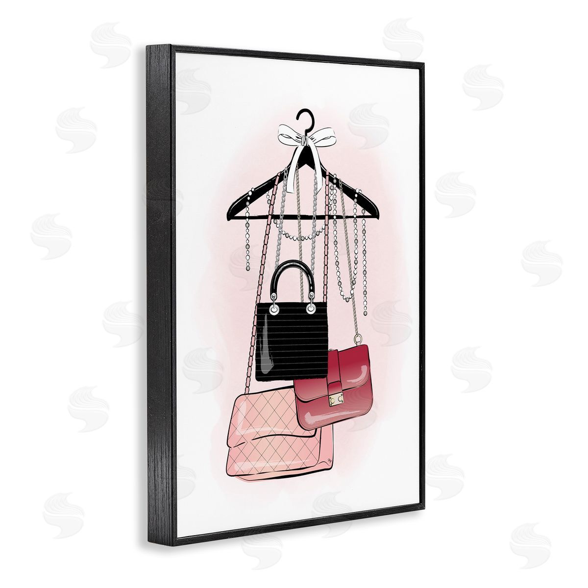 Glam Handbags Hanging Black Frame Print Wall Art, Home Decor by Martina Pavlova