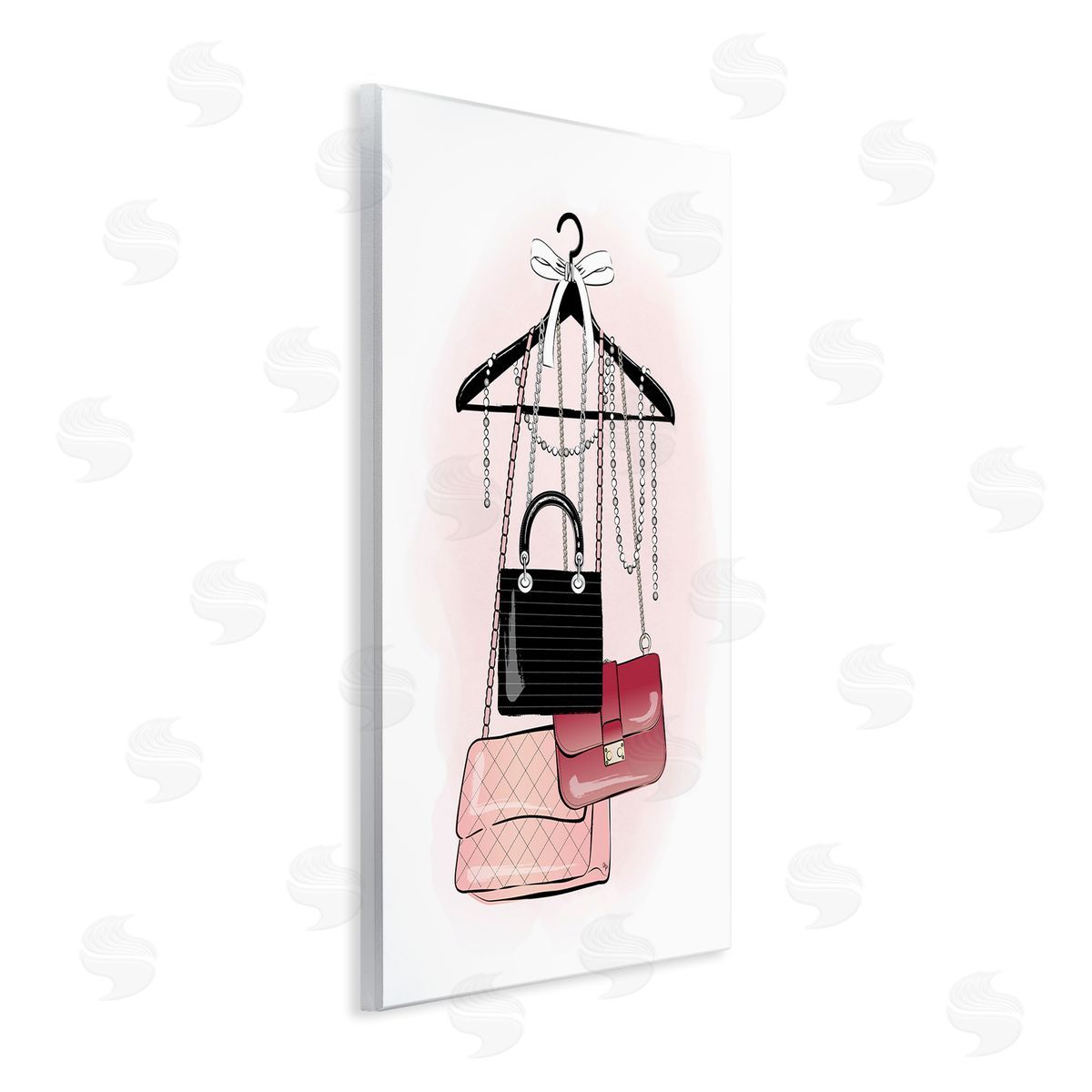 Glam Handbags Hanging Wood Plaque Wall Art, Home Decor by Martina Pavlova