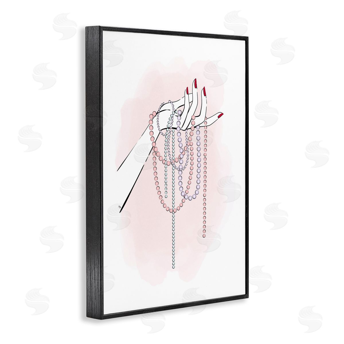 Holding Beaded Jewelry Black Frame Print Wall Art, Home Decor by Martina Pavlova