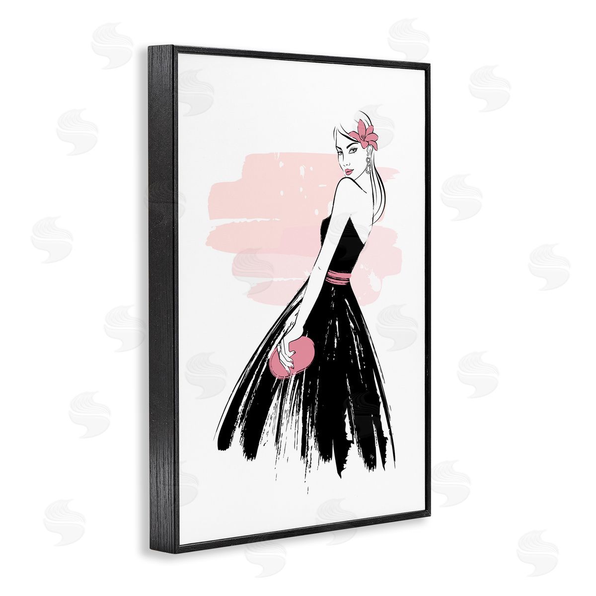 Senorita in Black Dress Black Frame Print Wall Art, Home Decor by Martina Pavlova