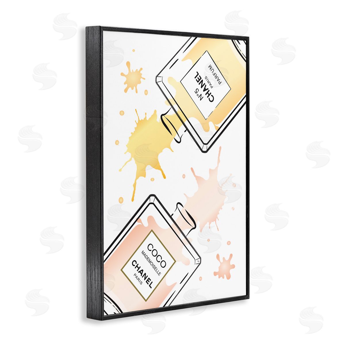 Trendy Perfume Splash Black Frame Print Wall Art, Home Decor by Martina Pavlova