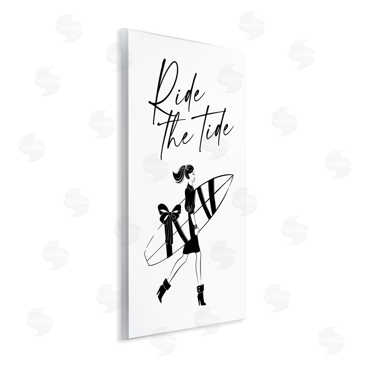Ride The Tide Surfer Wood Plaque Wall Art, Home Decor by Martina Pavlova