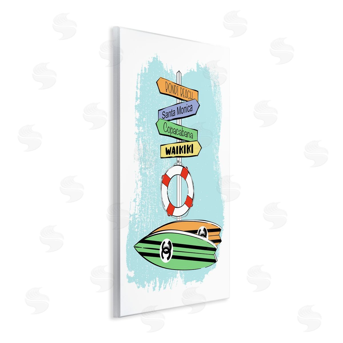 Glam Surfboards and Sign Wood Plaque Wall Art, Home Decor by Martina Pavlova