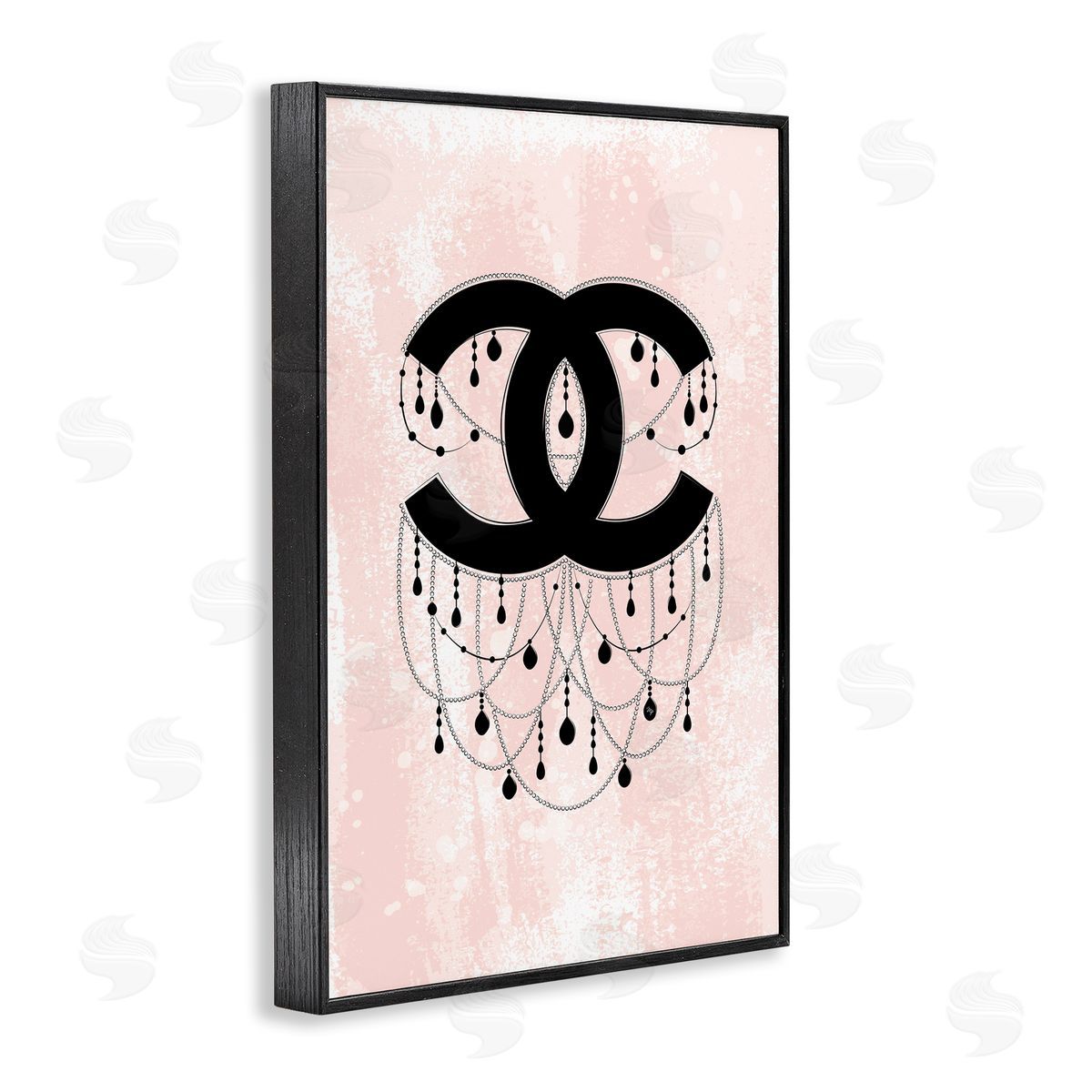 Glam Symbol with Jewels Black Frame Print Wall Art, Home Decor by Martina Pavlova