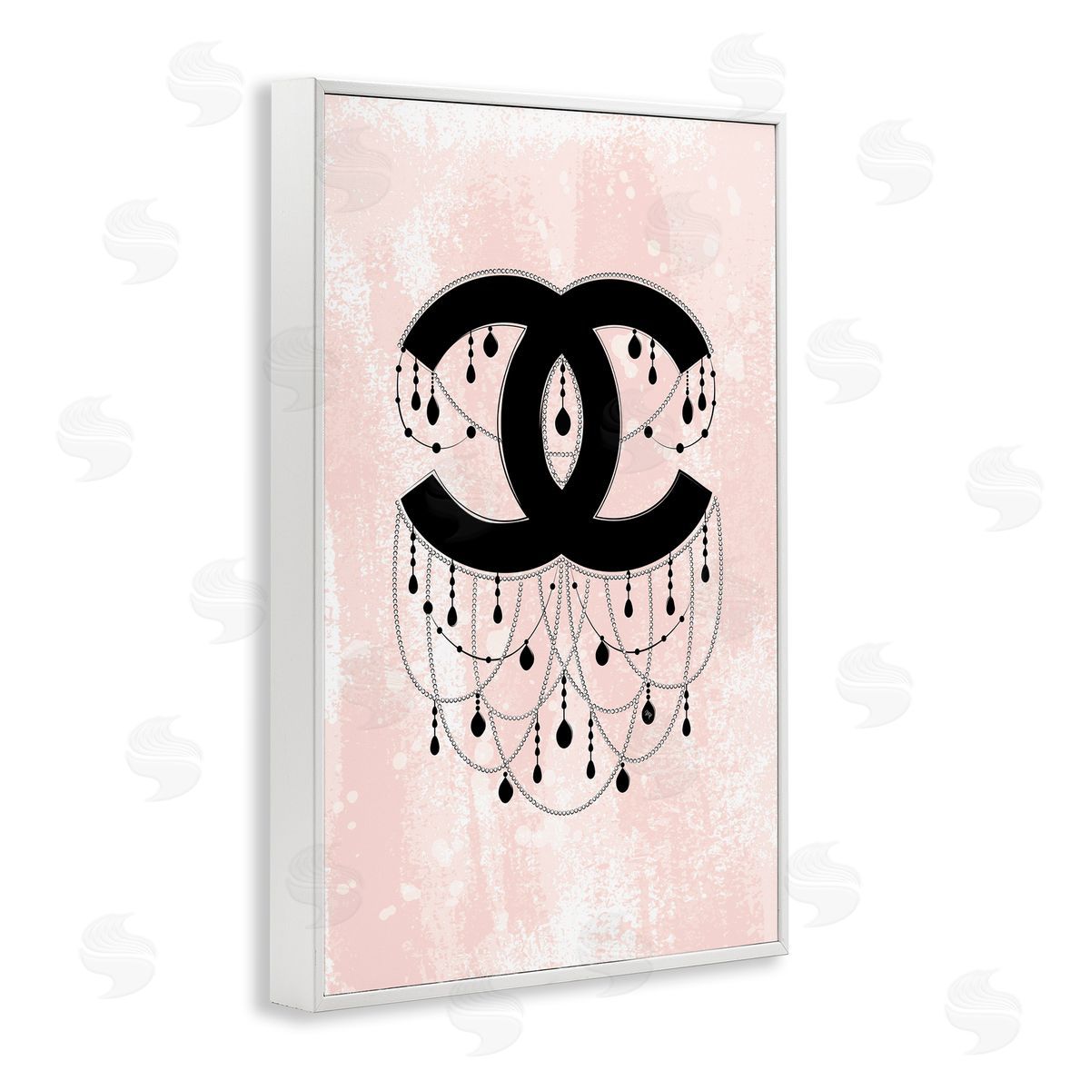 Glam Symbol with Jewels White Frame Print Wall Art, Home Decor by Martina Pavlova