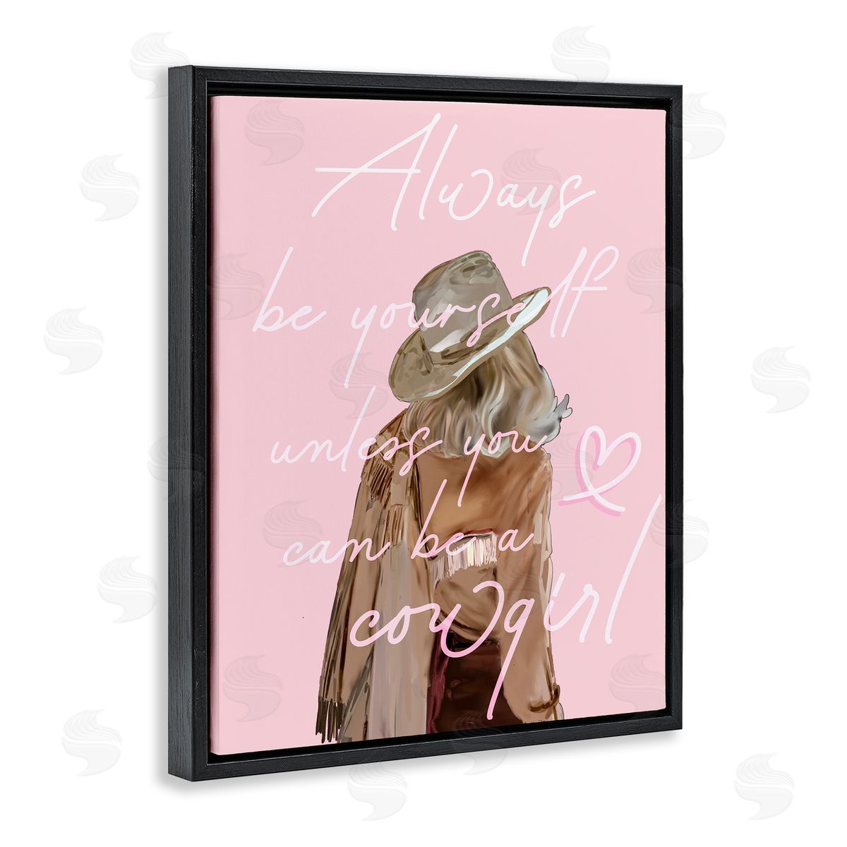 Be Yourself Cowgirl Black Floating Frame Canvas Wall Art, Home Decor by Amelia Noyes