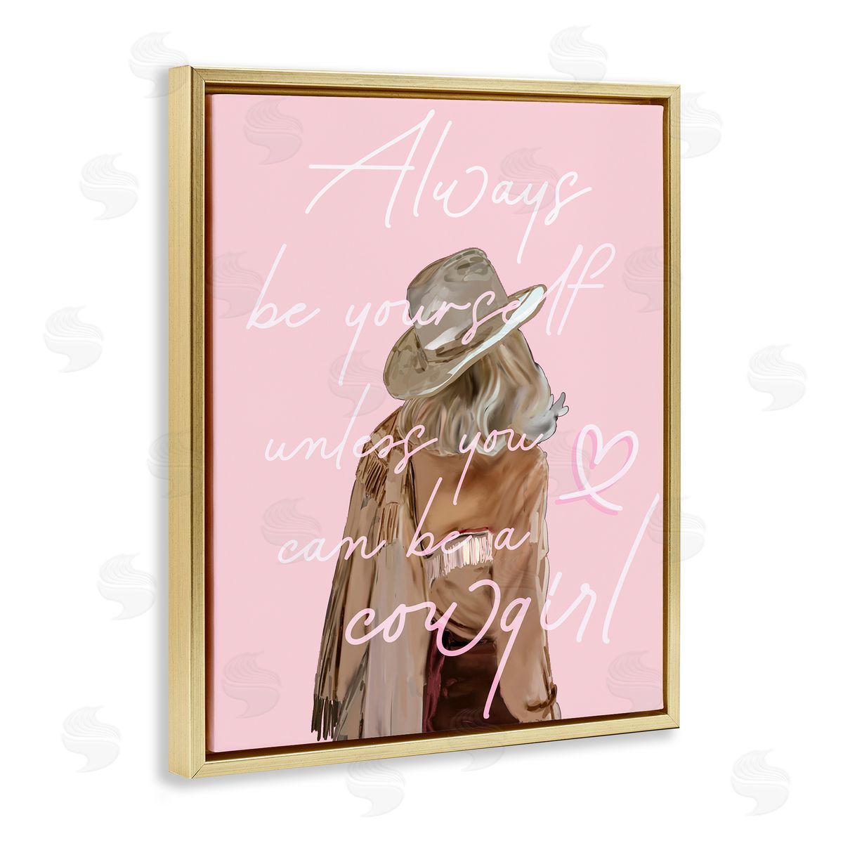 Be Yourself Cowgirl Gold Floating Frame Canvas Wall Art, Home Decor by Amelia Noyes