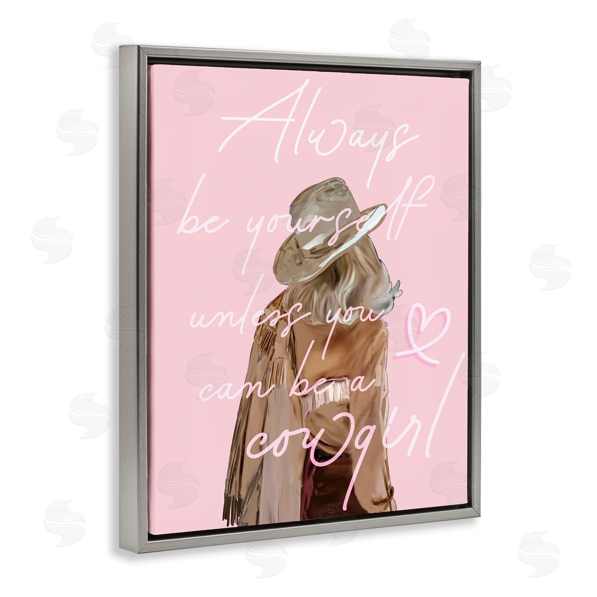 Be Yourself Cowgirl Grey Floating Frame Canvas Wall Art, Home Decor by Amelia Noyes