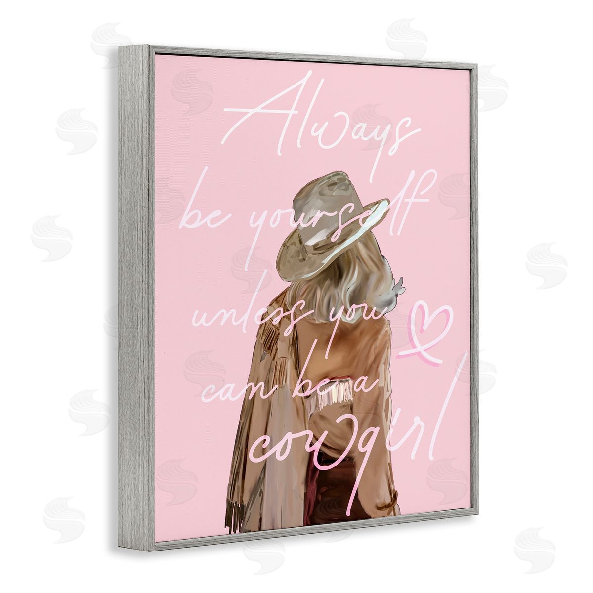 Be Yourself Cowgirl Grey Frame Print Wall Art, Home Decor by Amelia Noyes