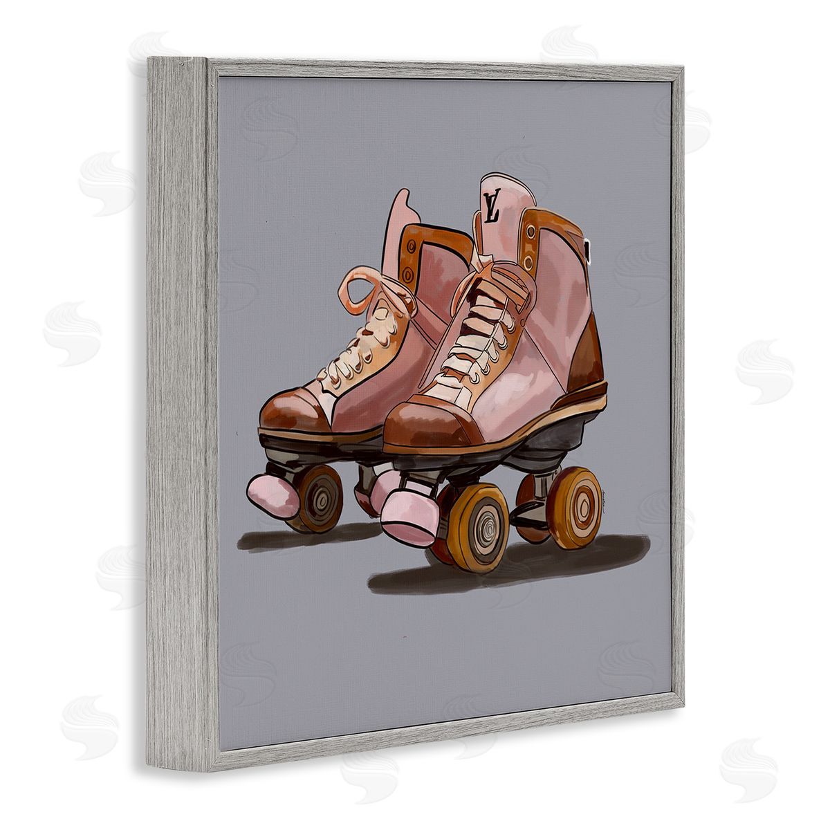 Roller Skates on Grey Grey Frame Print Wall Art, Home Decor by Amelia Noyes