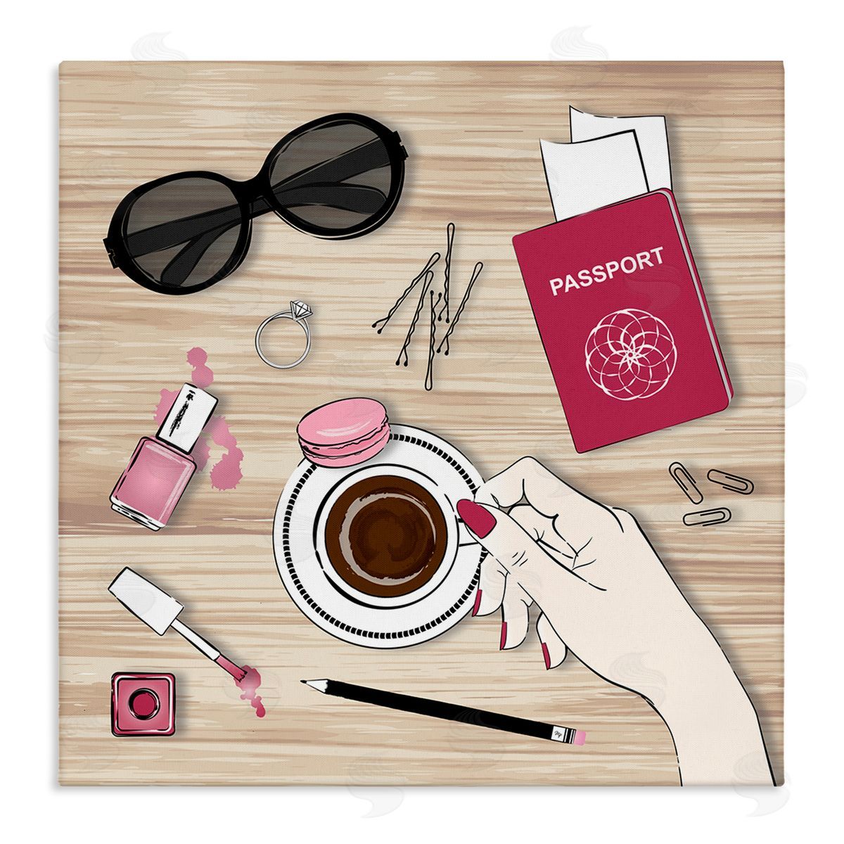 On My Desk View Canvas Wall Art, Home Decor by Martina Pavlova