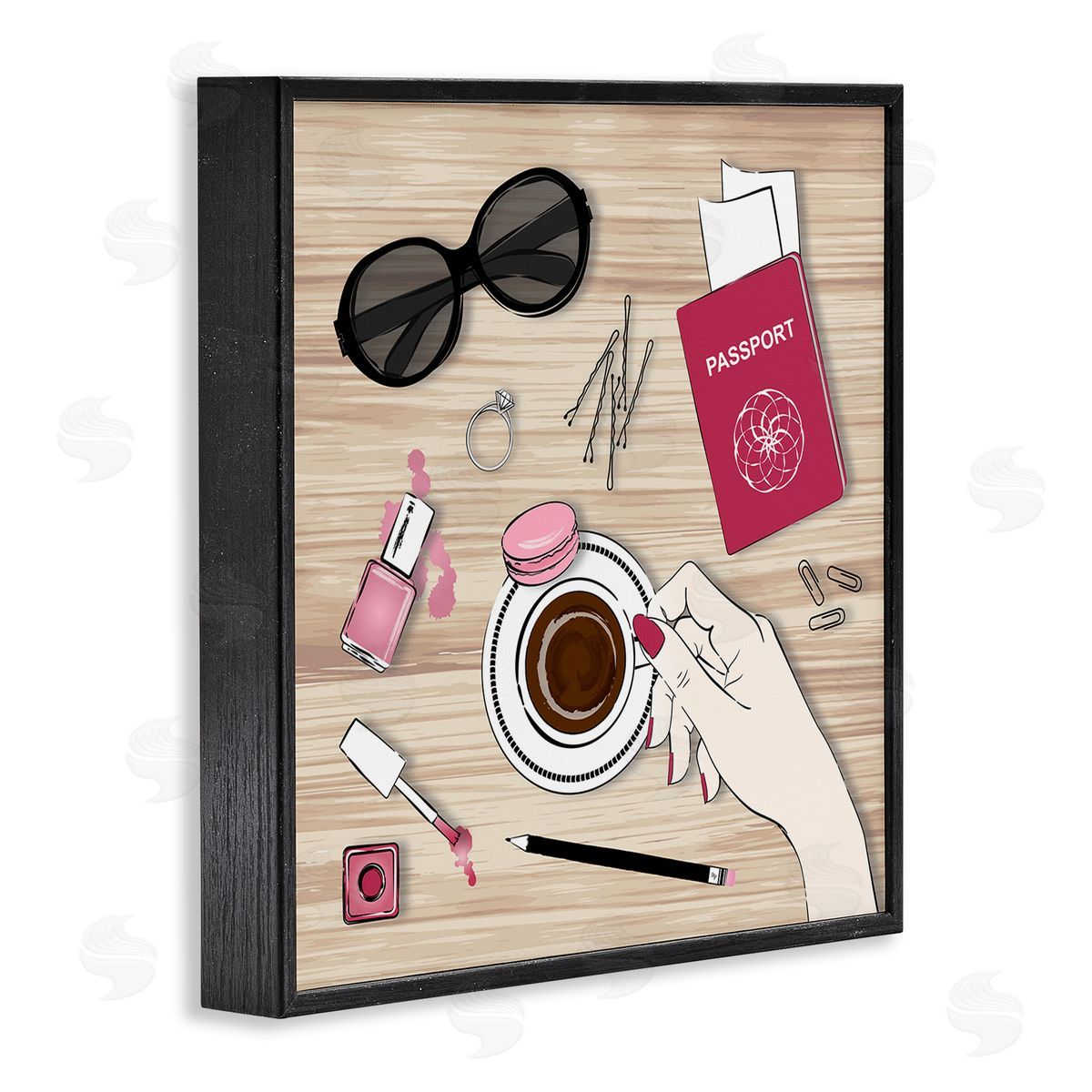 On My Desk View Black Frame Print Wall Art, Home Decor by Martina Pavlova