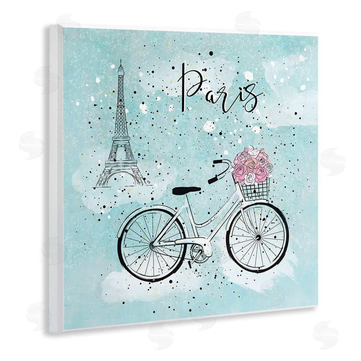 Paris Floral Bicycle Wood Plaque Wall Art, Home Decor by Martina Pavlova