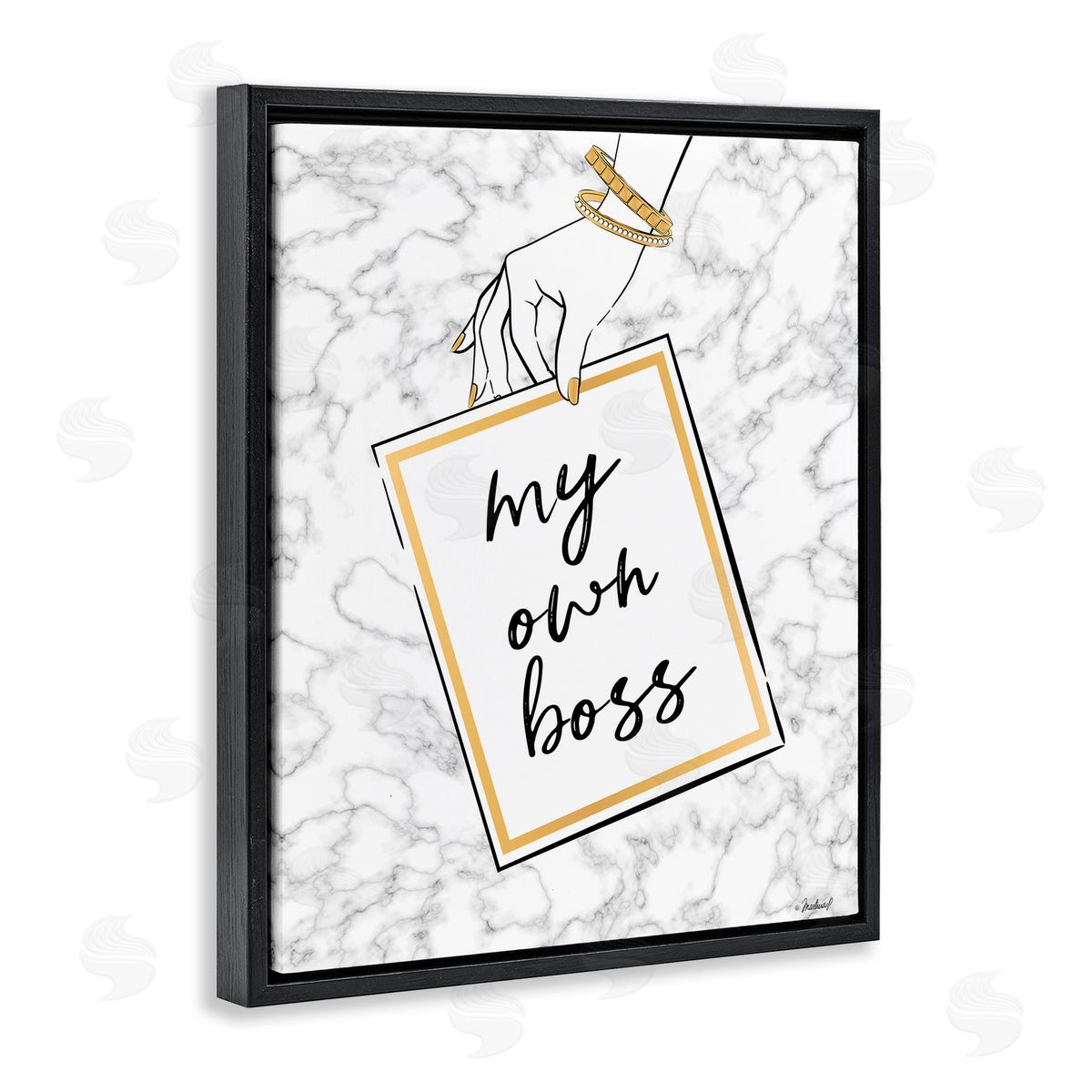 My Own Boss Phrase Black Floating Frame Canvas Wall Art, Home Decor by Martina Pavlova
